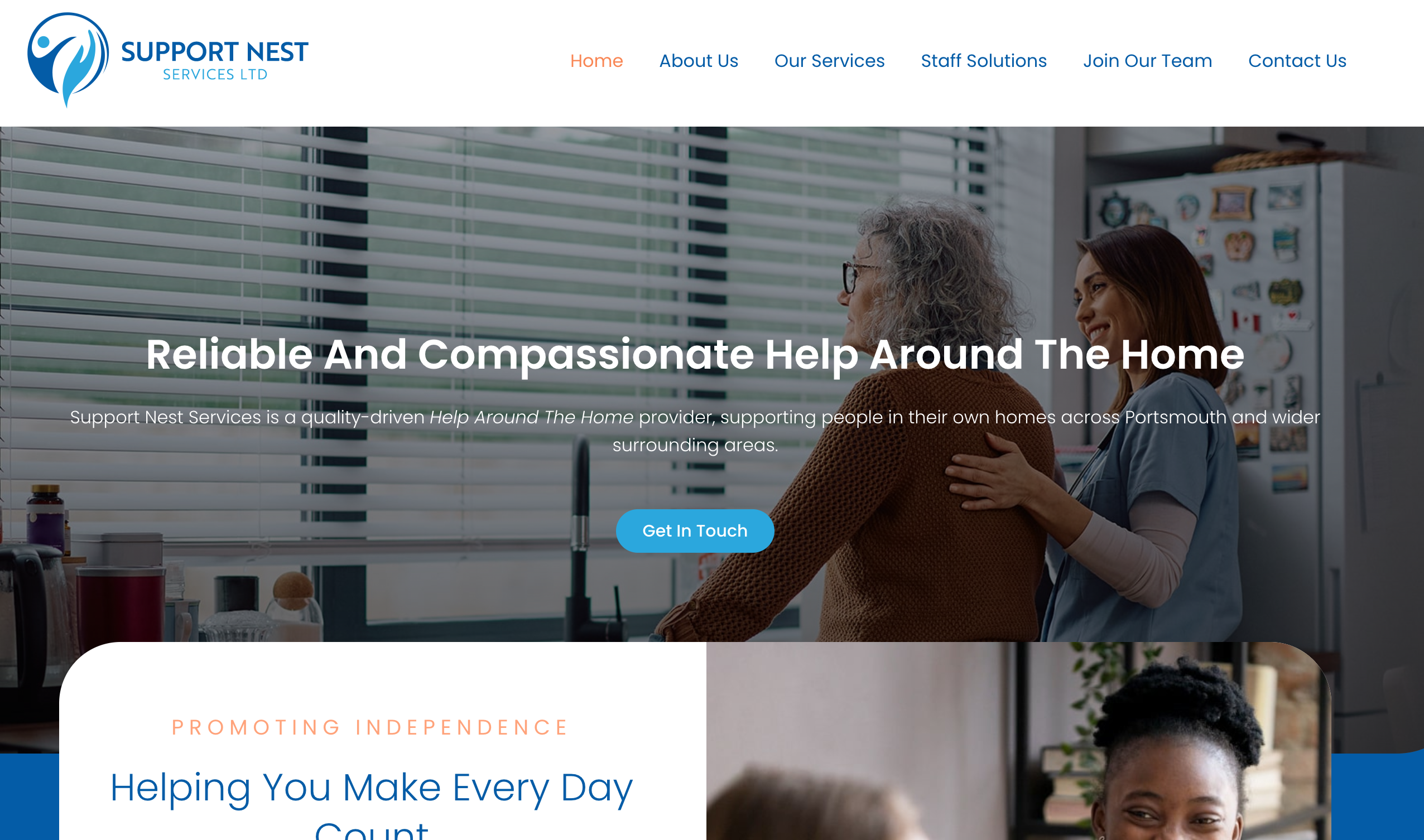The old Support Nest website